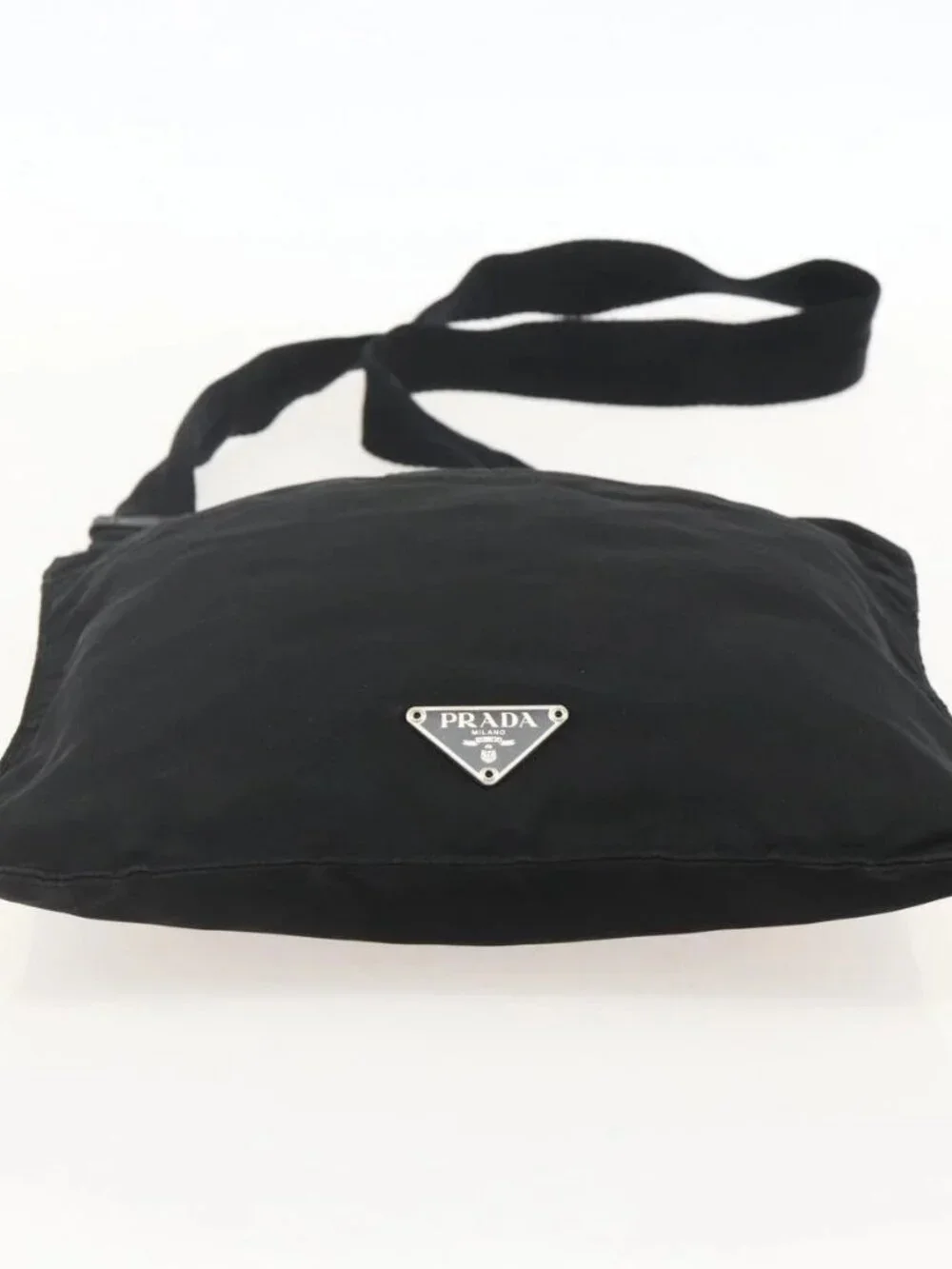 PRADA Shoulder Bag Nylon Black Silver Auth 175183
